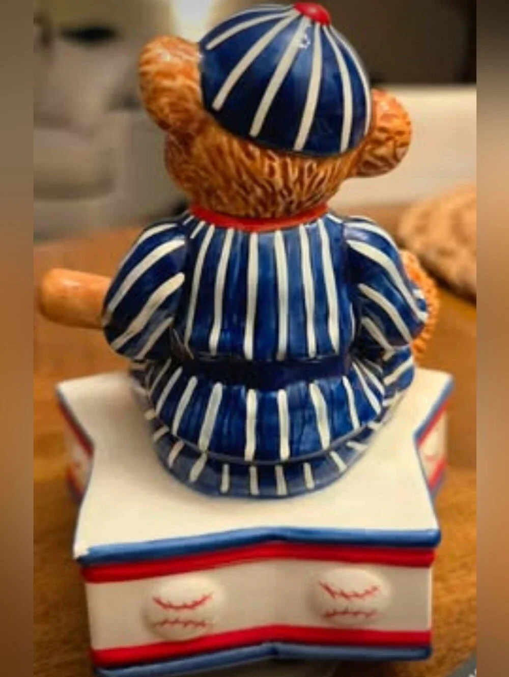 Vintage 1994 Schmid Baseball Teddy Bear Music Box – 